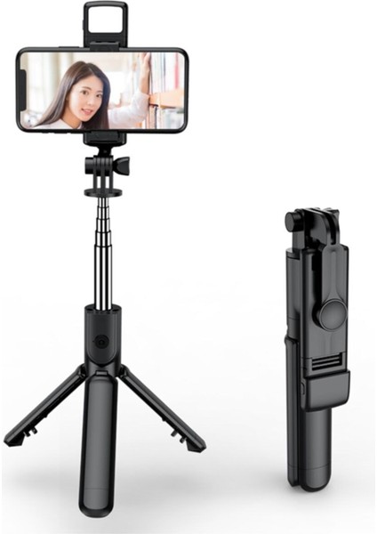 Bluetooth Kablosuz Uzaktan Kumandalı ve Tripod Standlı Selfie Çubuğu