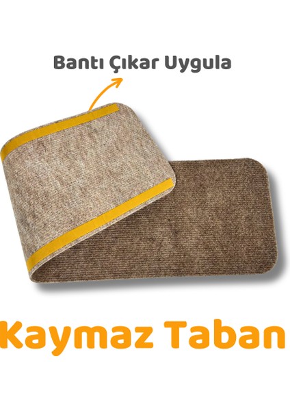 Merdiven Halısı Basamak Halısı Keçe Kaymaz Taban Kendinden Yapışkanlı Paspas Halıfleks 20X75 15 Adet