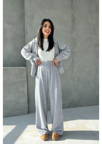 Gri Pianosa Bol Paça Eşofman Hırka Takım fiyatları