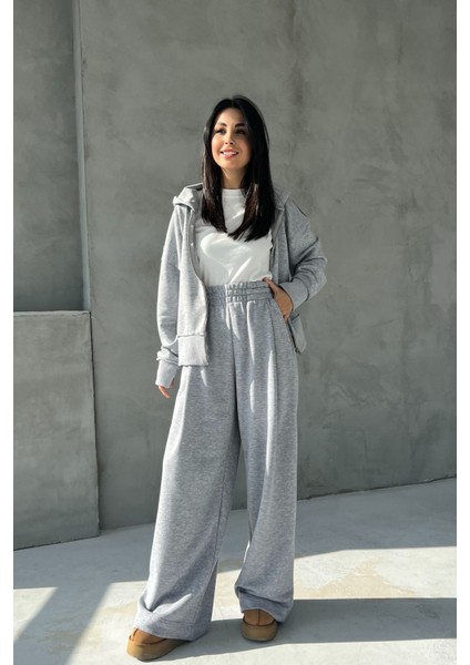 Gri Pianosa Bol Paça Eşofman Hırka Takım modelleri