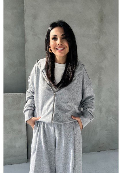 Gri Pianosa Bol Paça Eşofman Hırka Takım fırsatları