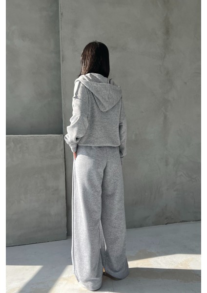 Gri Pianosa Bol Paça Eşofman Hırka Takım indirimleri