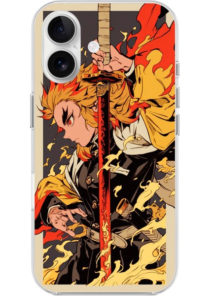 Apple iPhone 16 Uyumlu Şeffaf Kılıf Demon Slayer Tasarımlı 3