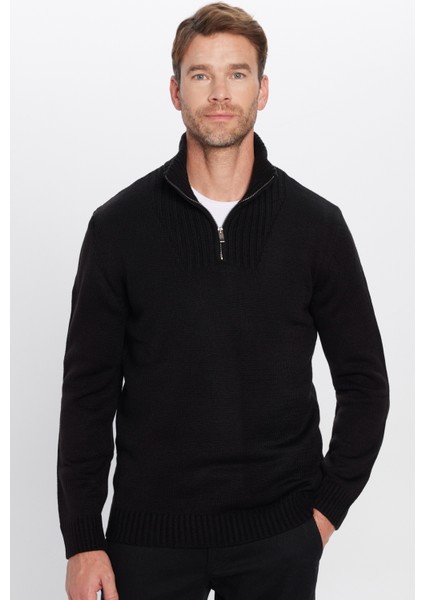 Slim Fit Dar Kesim Dik Yaka Fermuarlı Erkek Kazak fiyatları