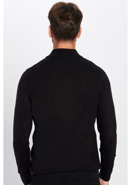 Slim Fit Dar Kesim Yarım Balıkçı Yaka Tüylenmeyen Yumuşak Dokulu Siyah Erkek Kazak indirimleri