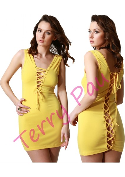 TP101192 Arkası Açık Alımlı Mini Elbise