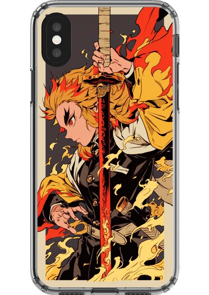 Apple iPhone Xs Uyumlu Şeffaf Kılıf Demon Slayer Tasarımlı 3