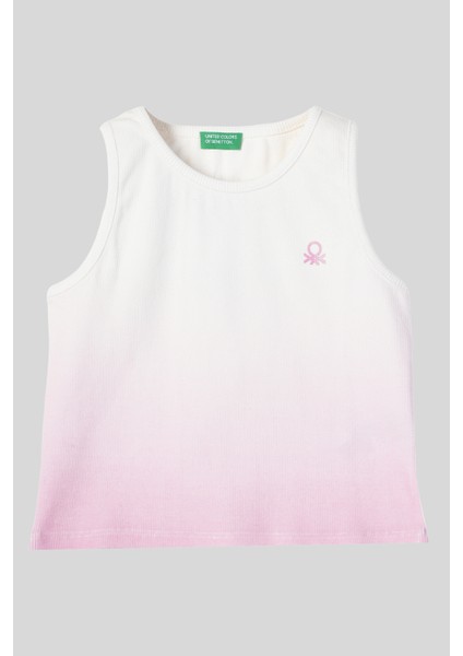 4-14 Yaş Benetton Renk Geçişli Kız Çocuk Atlet Pembe