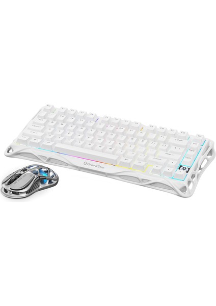 Mercury K1 Lite+ M1 Pro Kablosuz Rgb Işıklı Mekanik Q Gaming Klavye ve Optik Mouse Seti