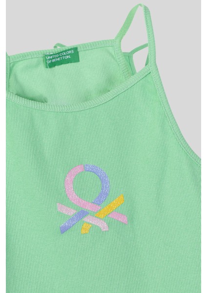 4-14 Yaş Benetton Baskılı Kız Çocuk Atlet Yeşil modelleri