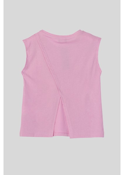 4-14 Yaş Benetton Simli Yazı Baskılı Kolsuz Kız Çocuk Atlet Pembe fiyatları
