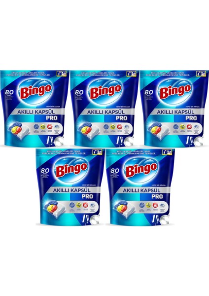 Akıllı Kapsül Pro Bulaşık Makinesi Deterjanı Tableti 400 Adet Limon Kokulu (5pk*80)