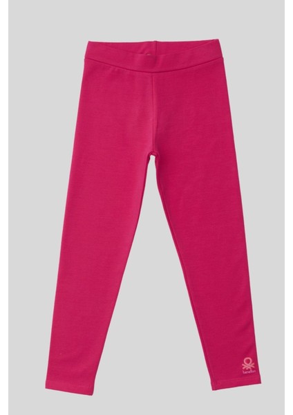4-14 Yaş Benetton Kız Çocuk Şardonlu Tayt Fuşya
