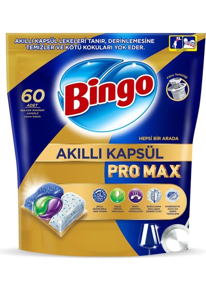 Akıllı Kapsül Pro Max Bulaşık Makinesi Deterjanı Tableti 120 Adet Limon Kokulu (2pk*60)