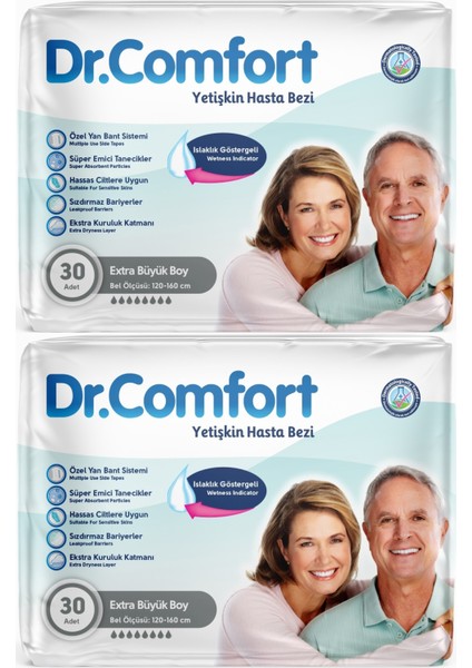 Yetişkin Hasta Bezi Bel Bantlı Tekstil Yüzeyli Xl - Ekstra Büyük 60 Adet (2pk*30)