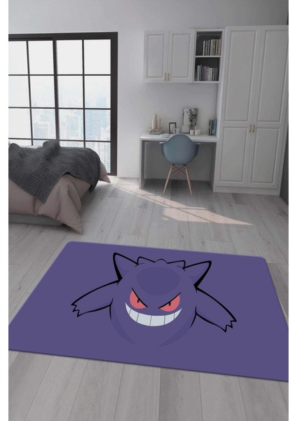 Kaymaz Taban Makinada Yıkanabilir Dijital Baskı Ganger Pokemon Desenli Genç Odası Halısı Dot Taban Halı GNC27