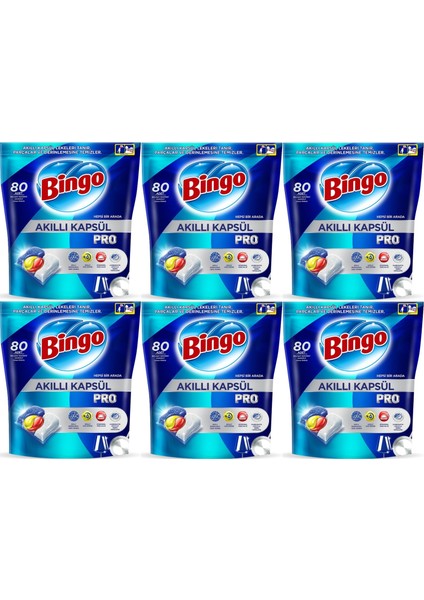 Akıllı Kapsül Pro Bulaşık Makinesi Deterjanı Tableti 480 Adet Limon Kokulu (6pk*80)