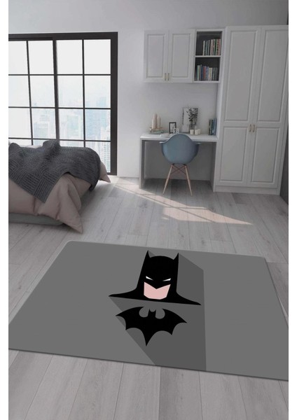 Kaymaz Taban Makinada Yıkanabilir Dijital Baskı Batman Desenli Dot Taban Halı GNC39