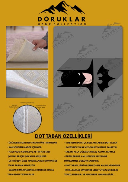 Kaymaz Taban Makinada Yıkanabilir Dijital Baskı Batman Desenli Dot Taban Halı GNC39