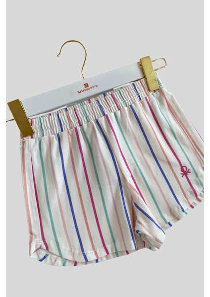 4-14 Yaş Benetton Çizgi Detay Kız Çocuk Şort Beyaz fiyatları