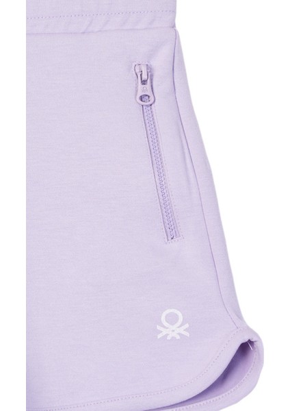 4-14 Yaş Benetton Fermuar Detay Kız Çocuk Şort Lila fiyatları