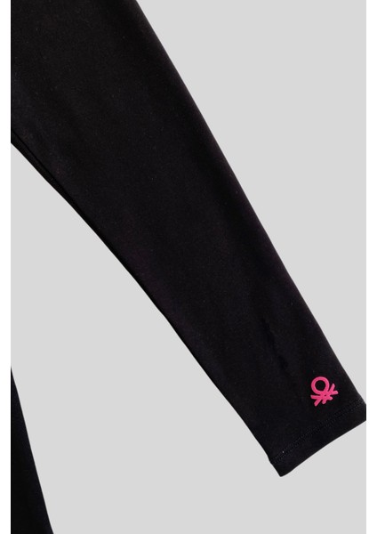 4-14 Yaş Benetton Logo Detay Kız Çocuk Tayt Siyah fiyatları