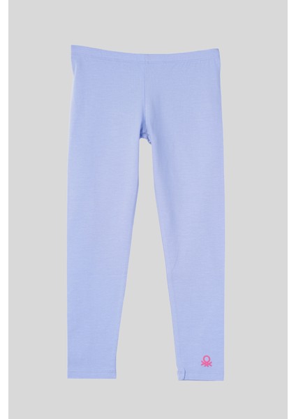 4-14 Yaş Benetton Baskı Detay Kız Çocuk Tayt Lila