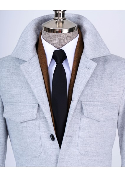 Italyan Stil Slim Fit Spor Tek Ceket Erkek Gri T13480