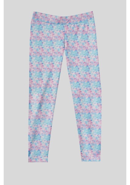 4-14 Yaş Benetton Batik Desen Kız Çocuk Tayt Turkuaz fiyatları