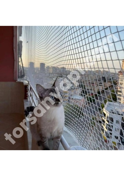 Kedi Filesi – 4 cm – 2.5 mm Ip – Kedi Ağı – Kare Desen - 3 Metre x 6 Metre