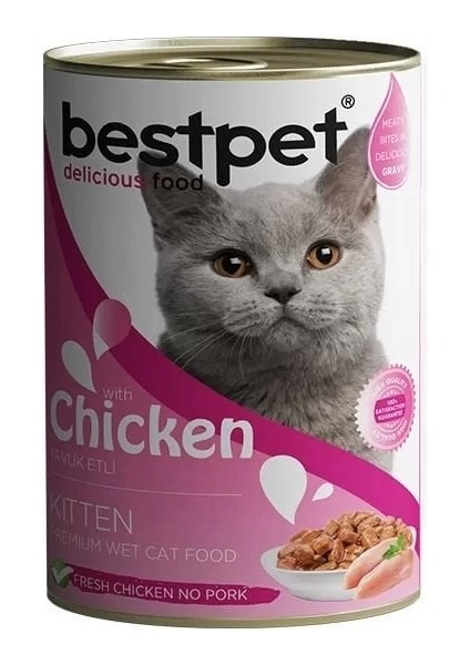 Bestpet Tavuklu Jöleli Yavru Konserve Kedi Maması 400 gr