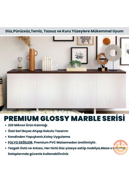 60 cm ×100 cm Kendinden Yapışkanlı Ahşap Görünümlü Kaplama Kağıdı Mutfak Dolap Masa Duvar Beyaz