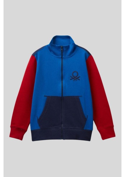 4-14 Yaş Benetton Renkli Uzun Kol Erkek Çocuk Sweat Kırmızı