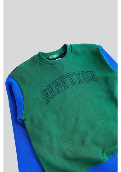 6-14 Yaş Benetton Yuvarlak Yaka Uzun Kol Erkek Çocuk Sweatshirt Yeşil fiyatları