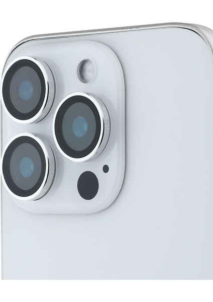 Apple iPhone 16 Pro Max Guess Lisanslı Metal Kamera Lens Koruyucu Gümüş
