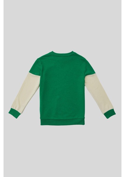 4-14 Yaş Benetton Bisiklet Yaka Erkek Çocuk Sweat Bej modelleri