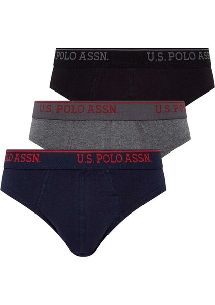 U.s. Polo Erkek Siyah Antrasit Lacivert 3'lü Slip, %95 Pamuk %5 Elastan