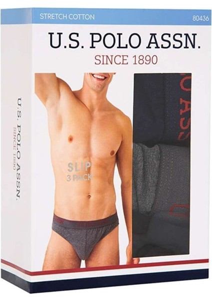 U.s. Polo Erkek Siyah Antrasit Lacivert 3'lü Slip, %95 Pamuk %5 Elastan