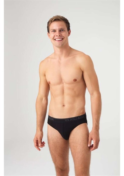 U.s. Polo Erkek Siyah Antrasit Lacivert 3'lü Slip, %95 Pamuk %5 Elastan