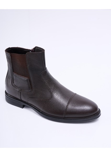 İtalyan stil naturel deri kışlık erkek bot ayakkabı kahverengi T13423 modelleri