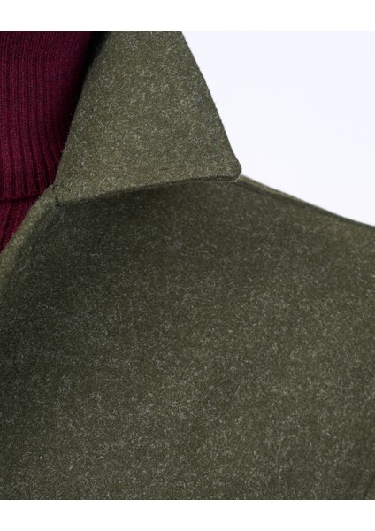 Italyan Stil Slim Fit Mevsimlik Kaşe Erkek Mont Yeşil T13520