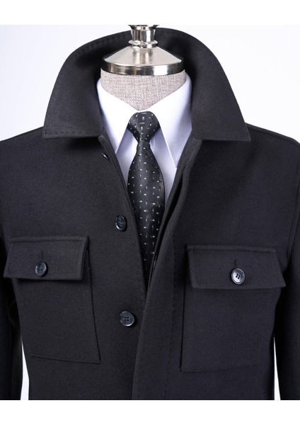 Italyan Stil Slim Fit Mevsimlik Kaşe Erkek Mont Siyah T13518 fiyatları