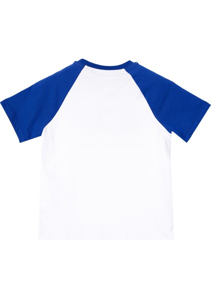 4-14 Yaş Benetton Bisiklet Yaka Logo Baskılı Erkek Çocuk Tshirt Beyaz modelleri