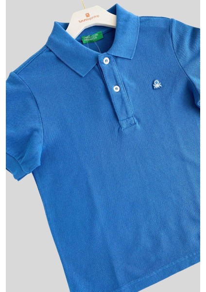 6-14 Yaş Benetton Erkek Çocuk Mavi Logolu Pike Polo T-Shirt fiyatları