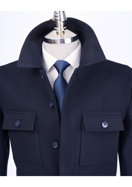 Italyan Stil Slim Fit Mevsimlik Kaşe Erkek Mont Lacivert T13519 fiyatları