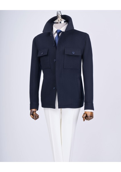 Italyan Stil Slim Fit Mevsimlik Kaşe Erkek Mont Lacivert T13519 modelleri