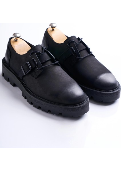 Italyan Stil Iç Dış Naturel Deri Süet Erkek Ayakkabı Siyah T12958