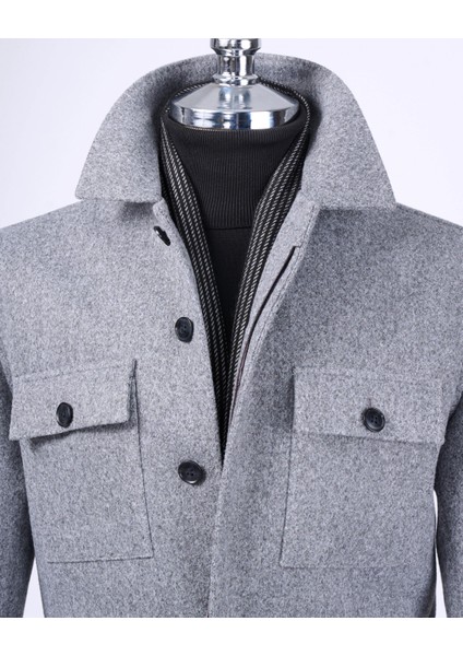 Italyan Stil Slim Fit Mevsimlik Kaşe Erkek Mont Gri T13521 fiyatları