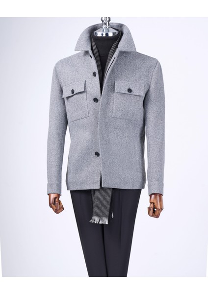 Italyan Stil Slim Fit Mevsimlik Kaşe Erkek Mont Gri T13521 modelleri