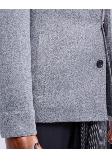 Italyan Stil Slim Fit Mevsimlik Kaşe Erkek Mont Gri T13521 indirimleri